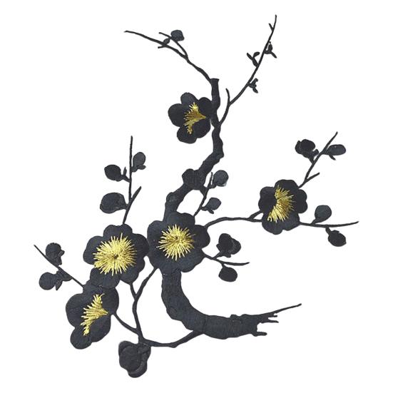 Cherry Blossom Iron-On Patch Blossom Plum Applique Patch Embroidered Flower Vines DIY Trim for Jeans Garment Women Clothing Jacket Backpack