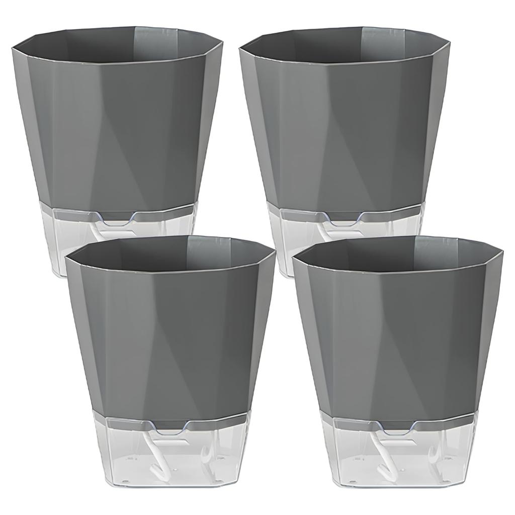 Automatic water supply planter for bottom water supply set of with water supply suitable for indoor and outdoor growing and dark gray houseplants,