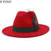 Fashion Feather Felt Wide Brim Fedora Hat For Women/Men New Autumn Winter Vintage Jazz Hat Party Formal Hat