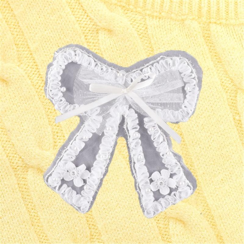 Bows Patches Lace Bows Decorative Patches Bows Sew On Applique Bowknot Embroidered Patches for Clothes Brooch Hairclip