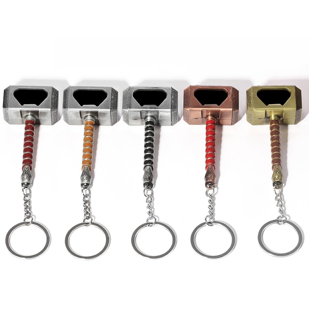 Thor Hammer Mjolnir Bottle Opener Keychain Multi-functional Pendant Accessories Gift for Fans Keyring