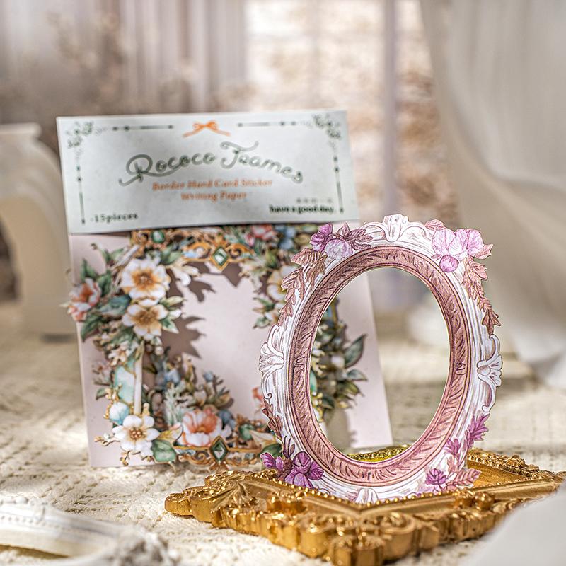 4 Styles Retro Ivy and Vine Frame Hard Cardboard Paper Rococo Mirror Frame Series Handmade Account DIY Decorative Sticker