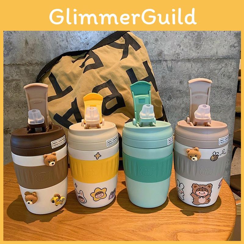 Stylish 370ml Insulated Water Bottle For Children With Convenient Straw And Strap