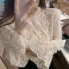 Plus Size Women's Lace Inner Shirt: Elegant Long Sleeve Mesh Top for Autumn/Winter