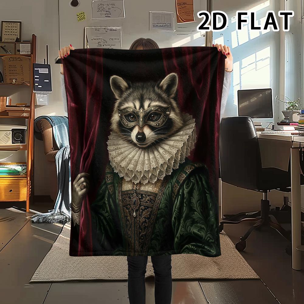 1 Pezzo Coperta in Flanella con Stampa di Procione, Alta Qualità, Confortevole per Tutte le Stagioni, Decorazione per la Casa, Calore e Comfort, Perfetta per Regali di Natale