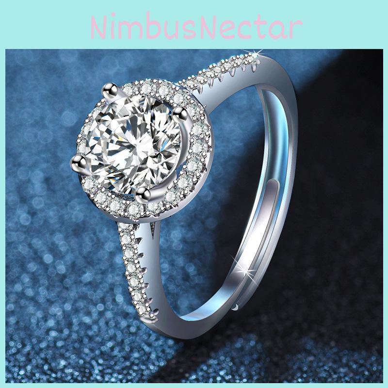 Round Four-claw Simulated Moissanite Ring Elegant And Stylish Women's Wedding Ring