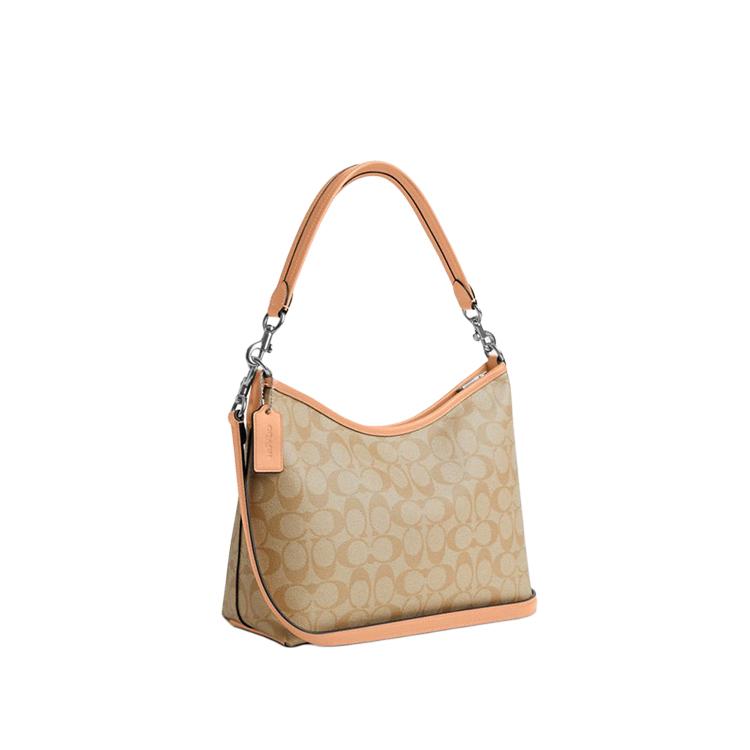 Coach Laurel 31 Brand Silver Logo Coated Canvas And Smooth Leather Shoulder Tote Bag Large Women handbags Brown CR149-SVX1W