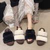 Fashion 2025 New Women Fur Slippers Open Toe Shoes Summer Flats Platform Sandals Trend Comfort Home Shoes Casual Flip Flops Slides