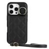 Luxury Leather Mirror Card Bag Slot Case for IPhone 17 16 15 14 13 12 Pro Max Plus Cases Stand Sleeve Cover with Shoulder Strap