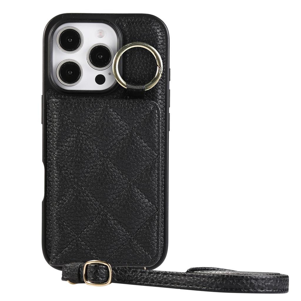Luxury Leather Mirror Card Bag Slot Case for IPhone 17 16 15 14 13 12 Pro Max Plus Cases Stand Sleeve Cover with Shoulder Strap