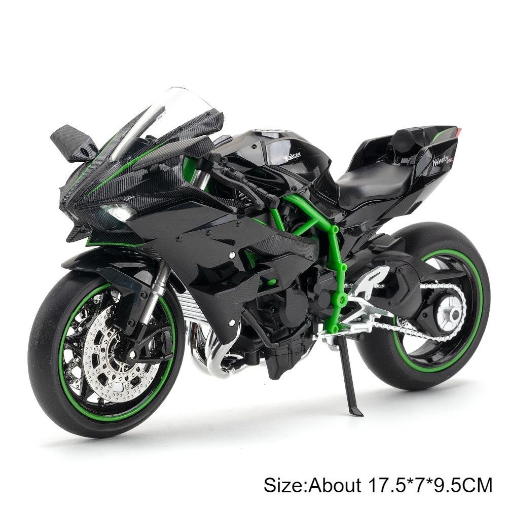 1:12 Kawasaki H2R Ninja ZX-6R Motorcycle Model Toy Car Metal Body Wheel Steering Shock Absorption Motorbike Vehicles Child Gifts
