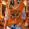Women's Fashion V-Neck Printed 3/4 Sleeve Casual Top for Halloween