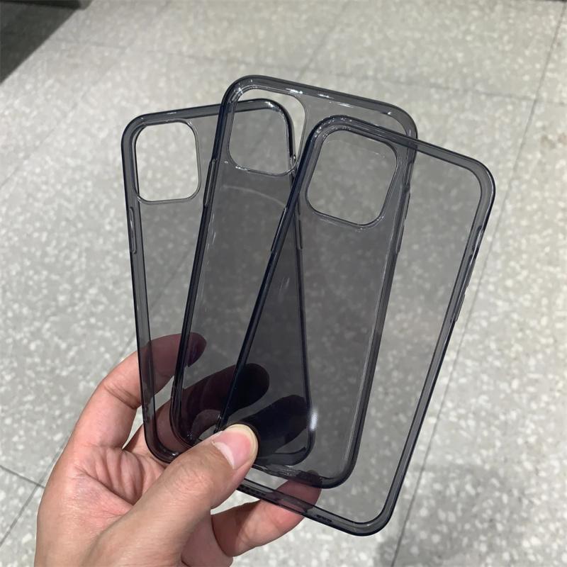 Ultra Thin Black Clear Case for iPhone 15 14 13 12 11 pro Max mini Xs XR x 7 8 plus 6S transparent soft TPU silicone back cover