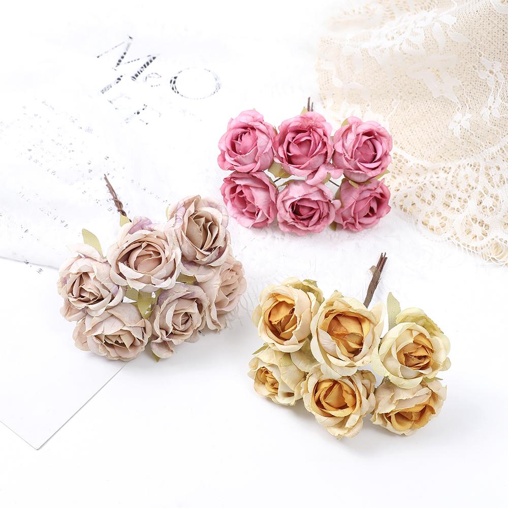 6Pcs/bunch Artificial Flowers Peony Bouquet for Home Room Decor Wedding Decoration Fake Flower DIY Wreaths Craft Gifts Accessory