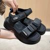 Summer new simple thick-soled light-soled soft-soled word with Velcro sandals women's heightening beach shoes women's shoes