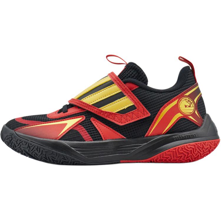 Adidas XENOBURST Low top Basketball Shoes Black Gold Red Kids KJ2610 33