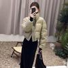 Autumn Winter Thicken Warm Short Stand Collar Parka Women Casual Solid Color Pocket Loose PU Coat Jackets Outwear