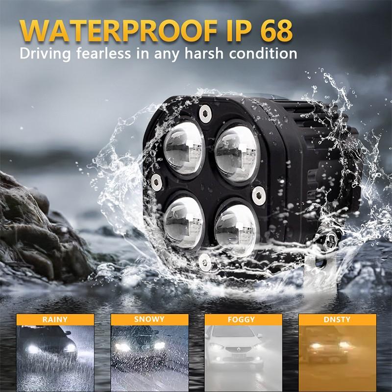 2PCS Led Motorcycle Spotlights Two-Color Lens Off-Road Vehicle Work Lights Motorcycle Spotlights Modified Led Lights