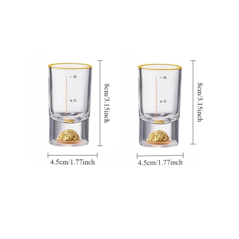 50ml/100ml Luxury Golden Mountain Wine Glass Crystal Gold Foil Glass Cup Spirits Cup Classic Brandy Glasses Drink Kawaii Cups