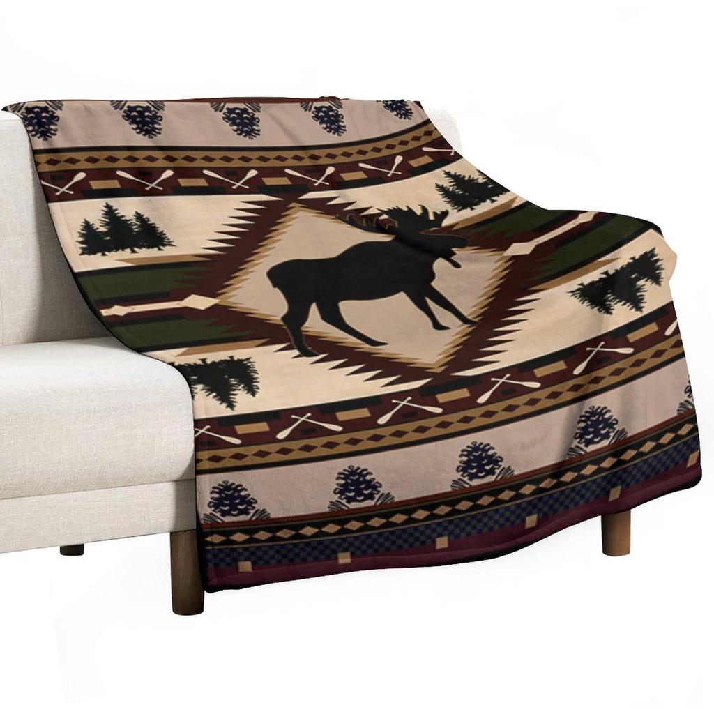Coperta di Flanella con Alci Vintage Coperta Stile Cottage Country Vintage Adatta per Divano Sedia Letto