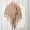 Spring New Women's Autumn and Winter Knitted Fringed Triangle Scarf Travel Cheongsam Shawl Outer Top Scarf Dual-purpose