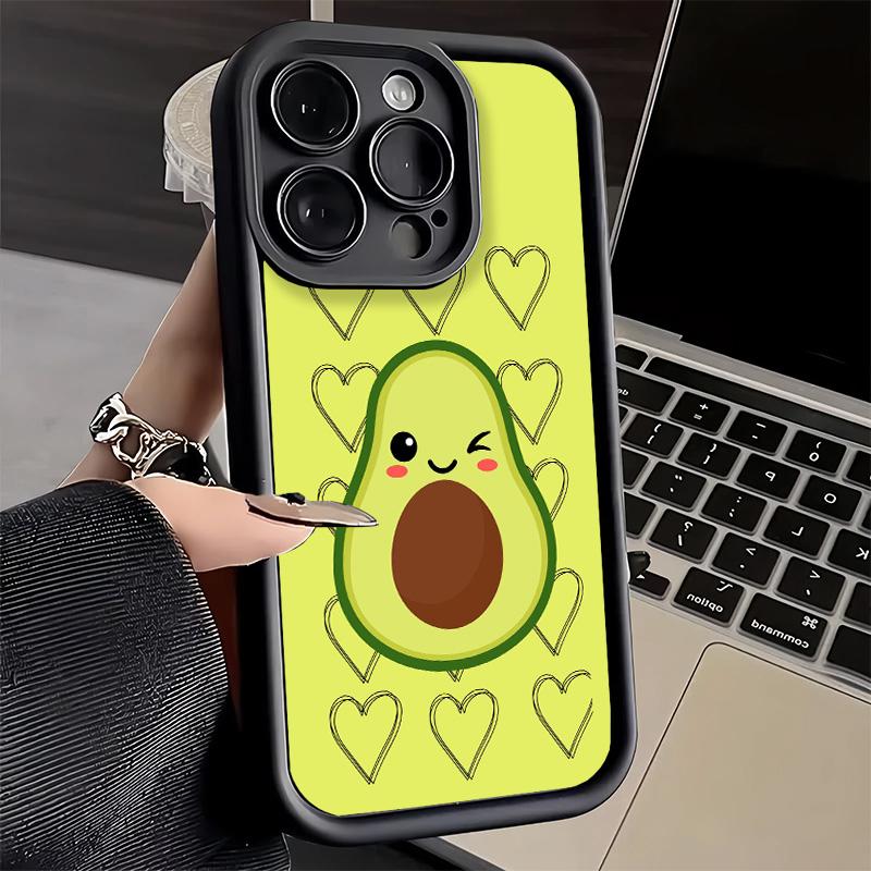 Phone Case for iPhone 17 Air 16E 15 16 Pro Max Cartoon Cute Avocado Cover 14 Plus 13 12 Mini Soft Shell Silicone Fundas