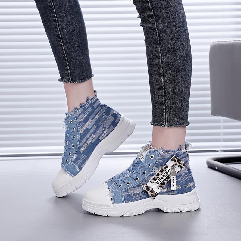 Western Cowboy Style Sneakers Canvas Round Toe Anti-kick Rubber Women's Shoes Fashionable Daily Outdoor Sports Leisure Sneaker