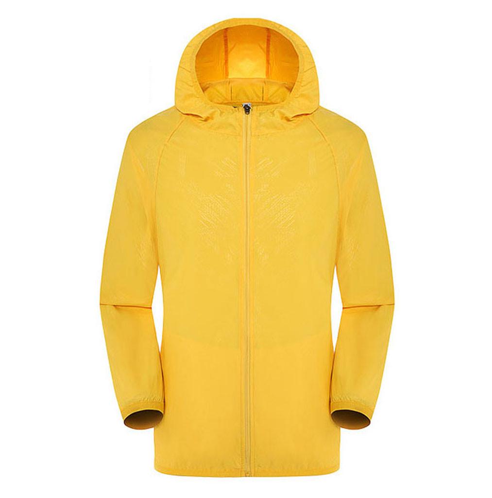 

Мужские женские повседневные куртки Ветрозащитный ультралегкий непромокаемый ветровка M жёлтый