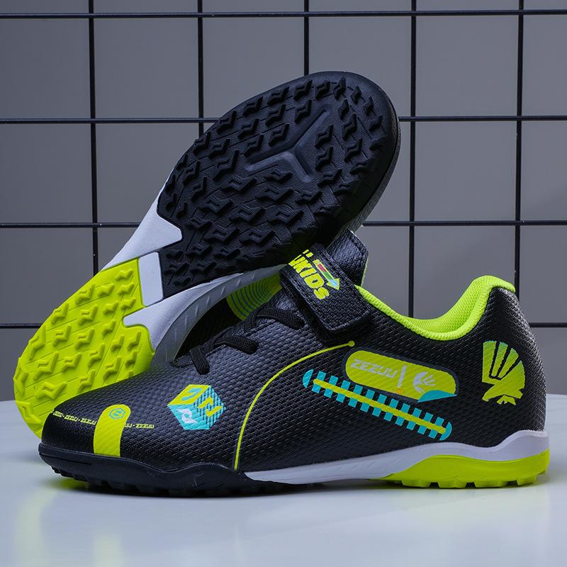Children's football shoes no-tie shoelaces buckle Velcro TF rubber sole primary and secondary school students artificial turf training shoes men