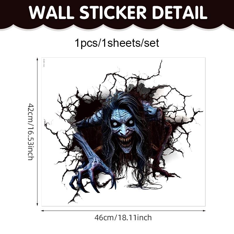 Halloween Wall Stickers 3D Effect Broken Wall Zombies Broken Wall Floor Stickers Pvc Self-Adhesive Bedroom Living Room Horror