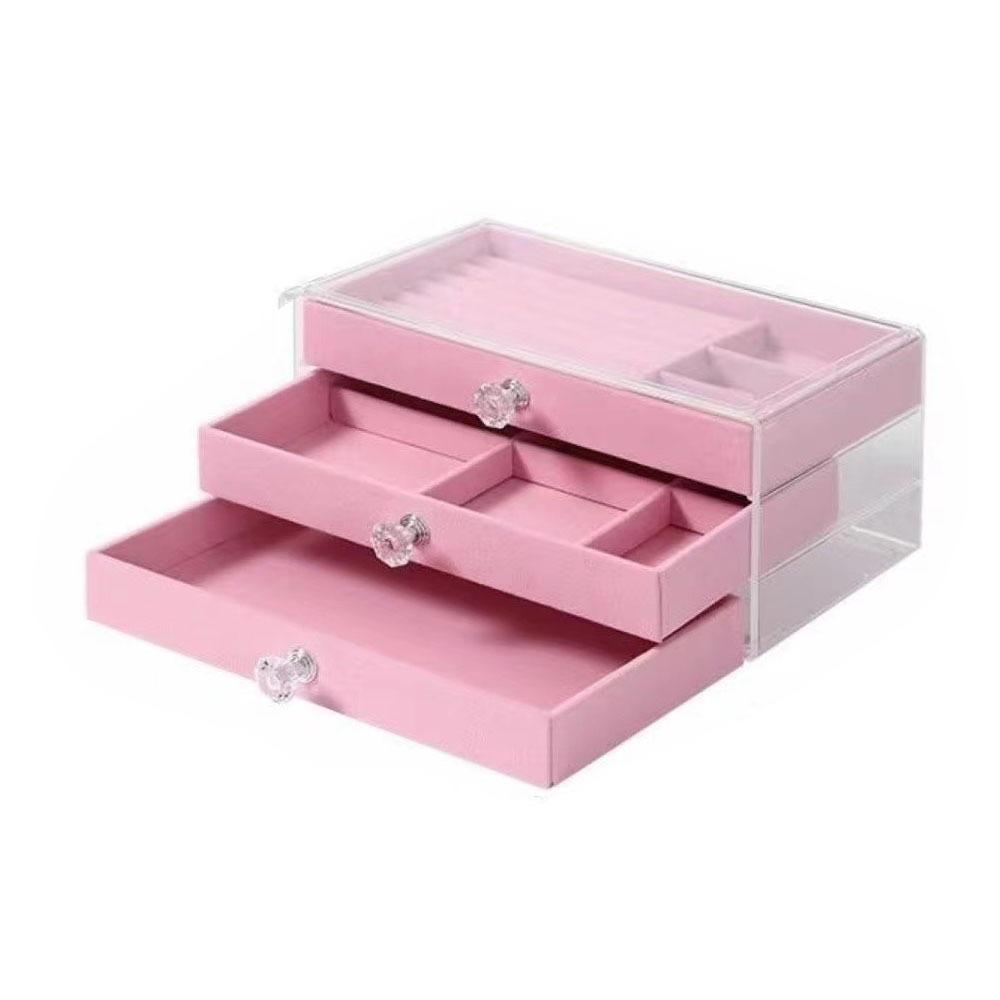 Dustproof Flannel Jewelry Storage Box Stackable Drawer Jewelry Box  for Home