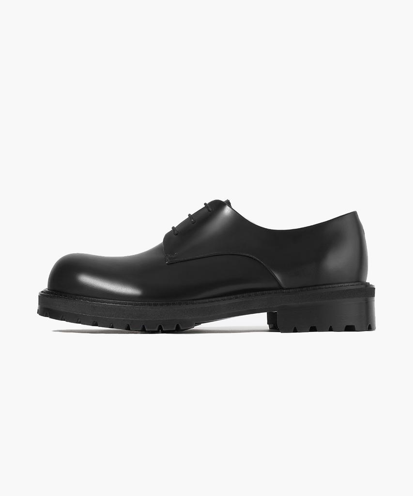 Firenze Atelier [Vibram] Volume Toe Hidden Stitch Pull-Up Leather 3-Hole Derby 1090 [Shine Black]