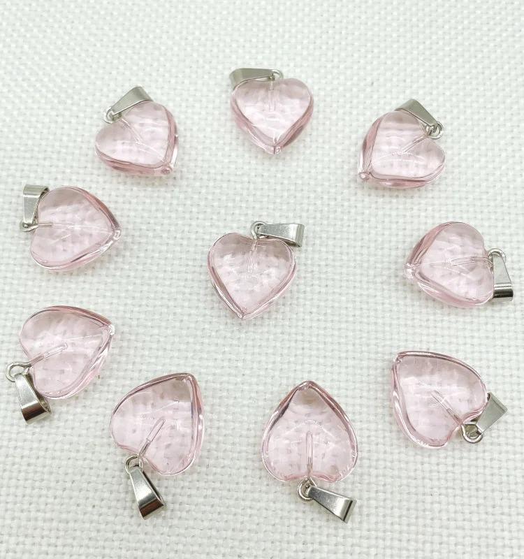 20MM Heart-Shaped Natural Crystal Stone Pendant Necklace DIY Accessory