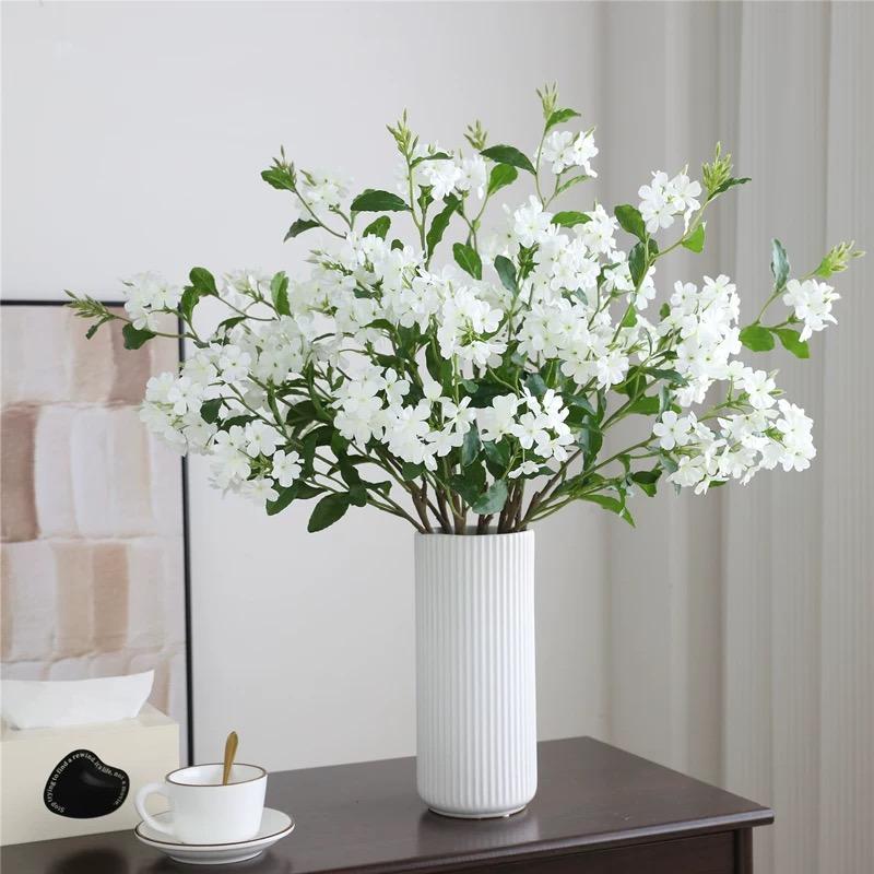 3Pcs/6Pcs Fake Silk Blue Flowers Artificial Plumbago Flower Realistic Blue & White Fake Floral Stems for Arrangements Home Decor