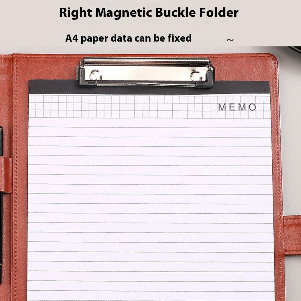 Elegant PU Leather Document Folder With Secure Magnetic Buckle Closure And Place Sign Ones Name Pen Storage Folder A4 Folder