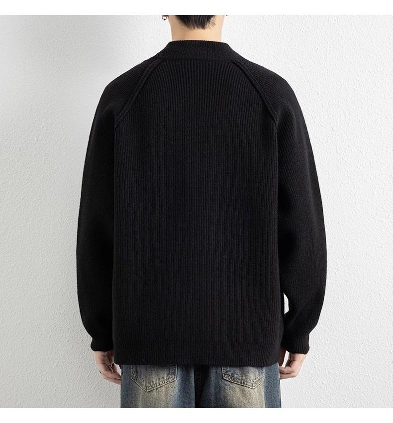 Men's High-Neck Autumn/Winter Knit Sweater - Plus Velvet Warm Base Layer