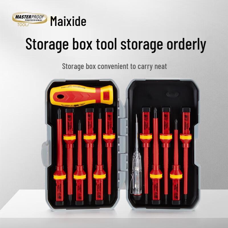 MASTERPROOF 13-Piece Insulated Screwdriver Set CN plug (adapter included)