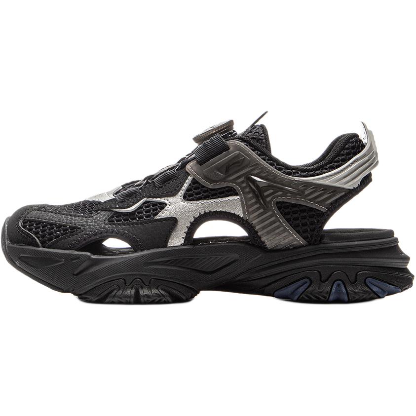 Li Ning Kids Sports Lifestyle Series Comfortable Soft Non-Slip Wear-Resistant Low-Top Sandals Kids sandals Black Silver YKUV006-3