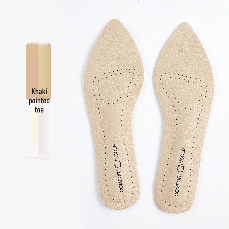Women's Ultra-Thin Self-Adhesive Pointed Heel Insoles - Soft, Sweat-Absorbent, Breathable, Deodorant, Real Cowhide.