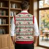 Men's V-Neck Sleeveless Knit Vest Casual Wool with Christmas Print for Commuting