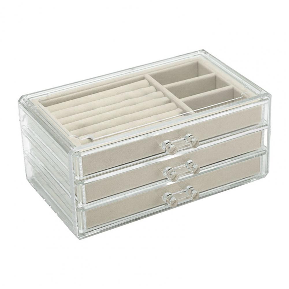 Storage Box with Velvet Lining Display Large Compartment Modular Stacking Design Watches Bracelets Jewelry Organizer
