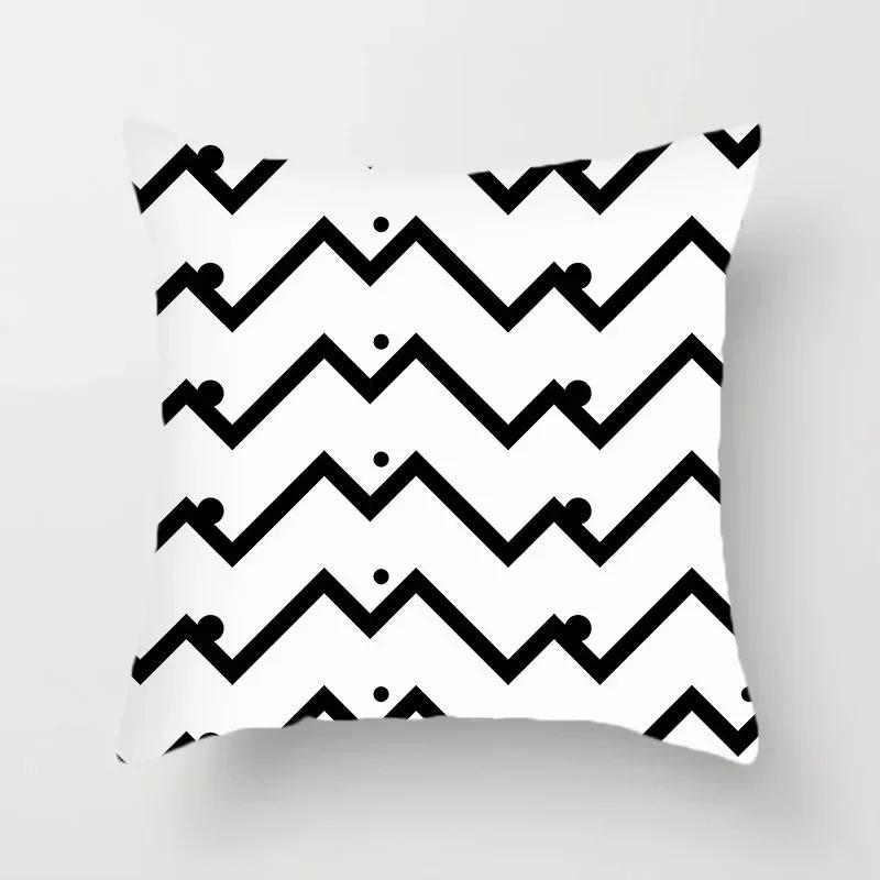 Black and white classic pillowcase polka dot stripes geometric pattern cushion simple modern style sofa decoration pillow
