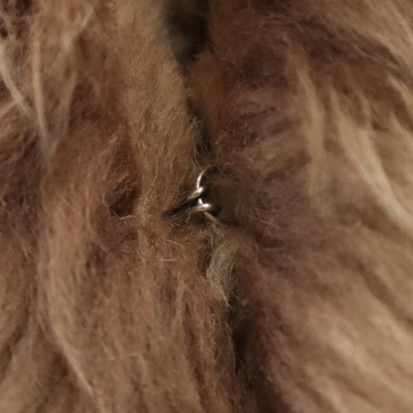 OLD 90s Leather Jacket 9 Beige Boa Fur Lining Women Used