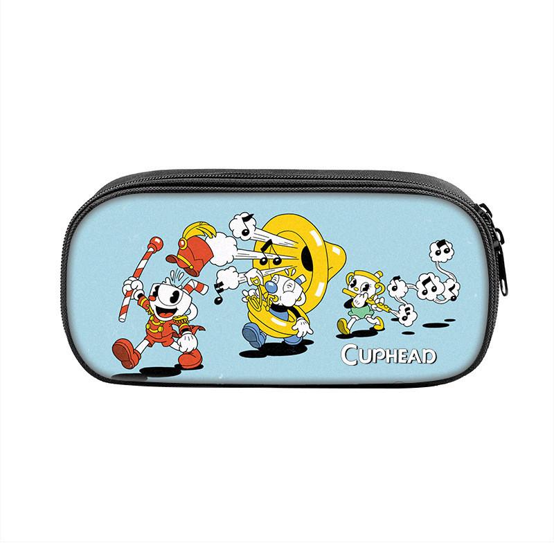 Cuphead Cartoon Pen Case Nylon Storage Pouch For Students And Kids
