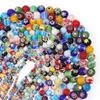 Bunte runde Lampwork-Perlen mit Millefiori-Muster für DIY-Handarmbänder
