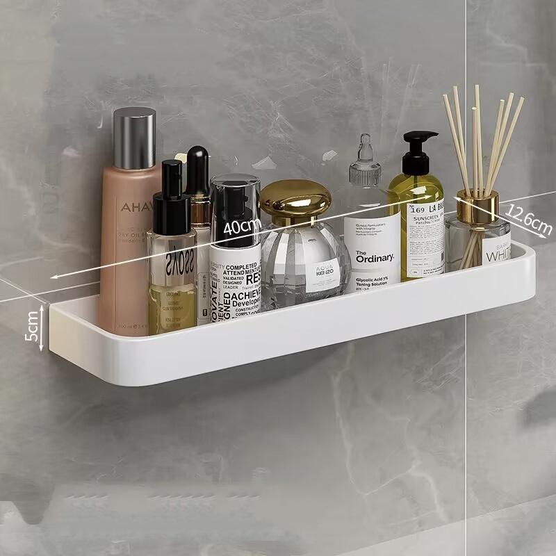 Bathroom Shower Storage Rack Shelf White All-match Convenient Perforation-free Wall Hanging Simple and Good-looking