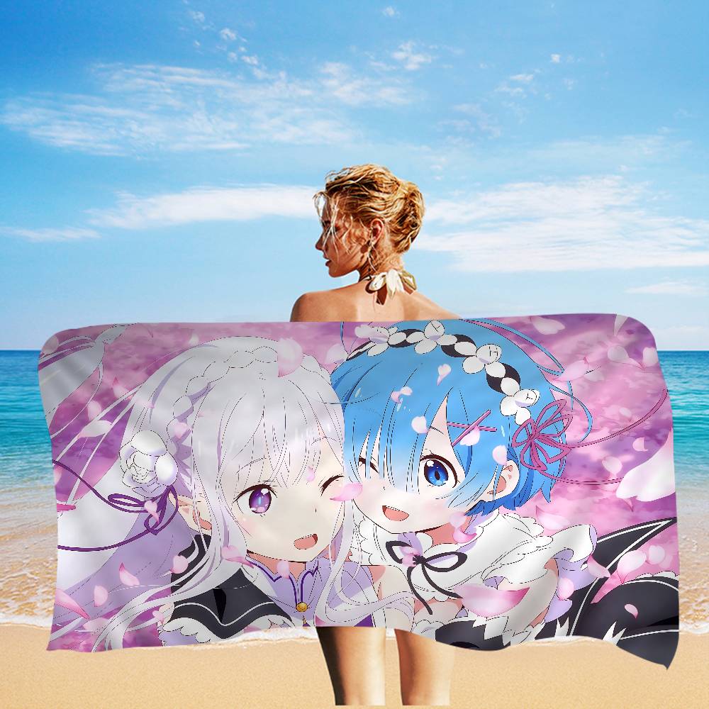 Re Zero Anime Mikrofaserdecke Schnelltrocknende Strandtücher Übergröße Druck Super Saugfähige Poolhandtuchdecke