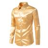 2025 Men's Shiny Satin Long-Sleeve Shirt - Spring/Autumn Trendy Nightclub Style.