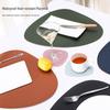 Two-Tone PU Leather Placemat: Waterproof, Oil-Proof, Heat-Insulating, Non-Slip PVC Mat for Western Dinner Plates.