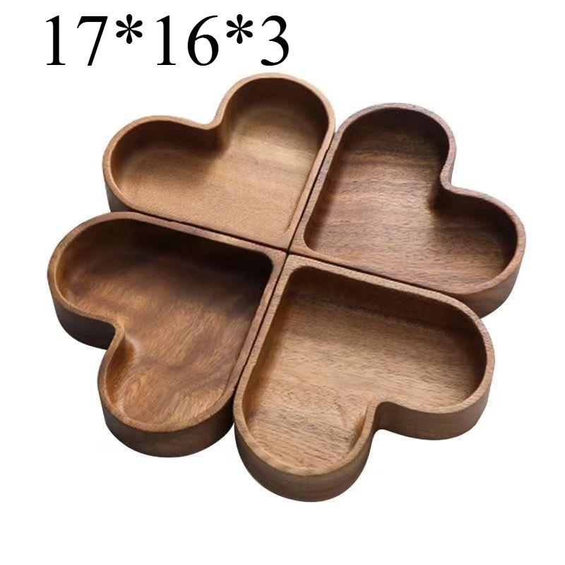 1 ks Podnos na cukroví z masivního dřeva Přírodní ořech Servírovací tác Stohovatelná miska na ořechy Kreativní tvar srdce Úložný box na dezerty na svačiny